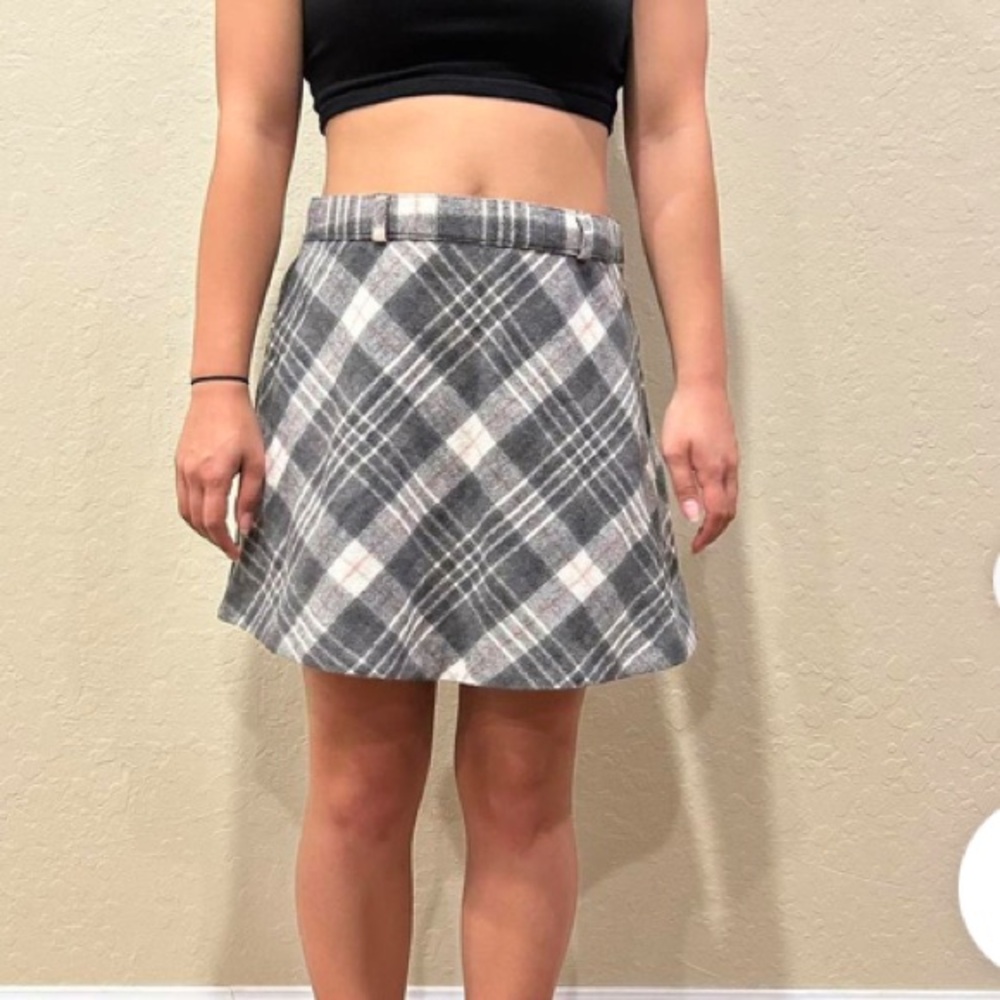 ❤️3X20 FOREVER 21 Women Wool Plaid A Line Grey Skirt | M